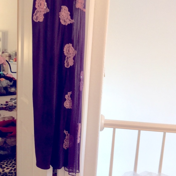 Long silk purple and mauve negligee - Half see-through on sides … - Picture 4 of 17